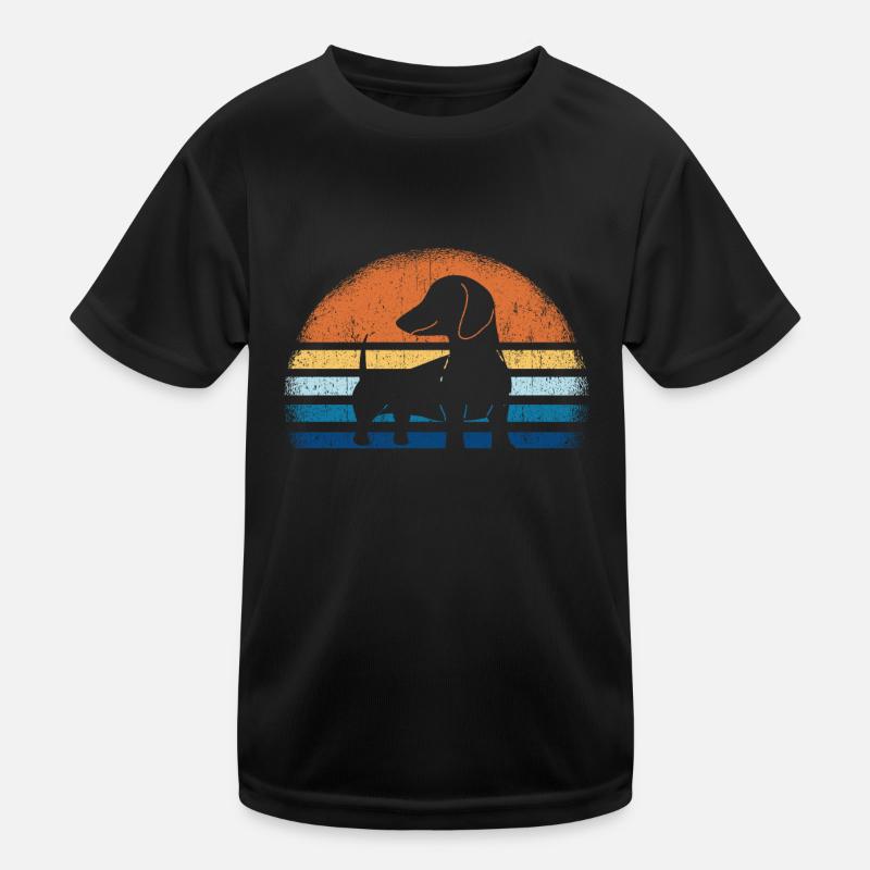 Dackel Dachshund Silhouette Retro Vintage Dackelli Kinder Funktions-T-Shirt