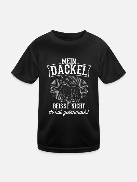Mein Dackel beisst nicht, er hat Geschmack Dackelh - Kinder Funktions-T-Shirt - Schwarz - Vorne
