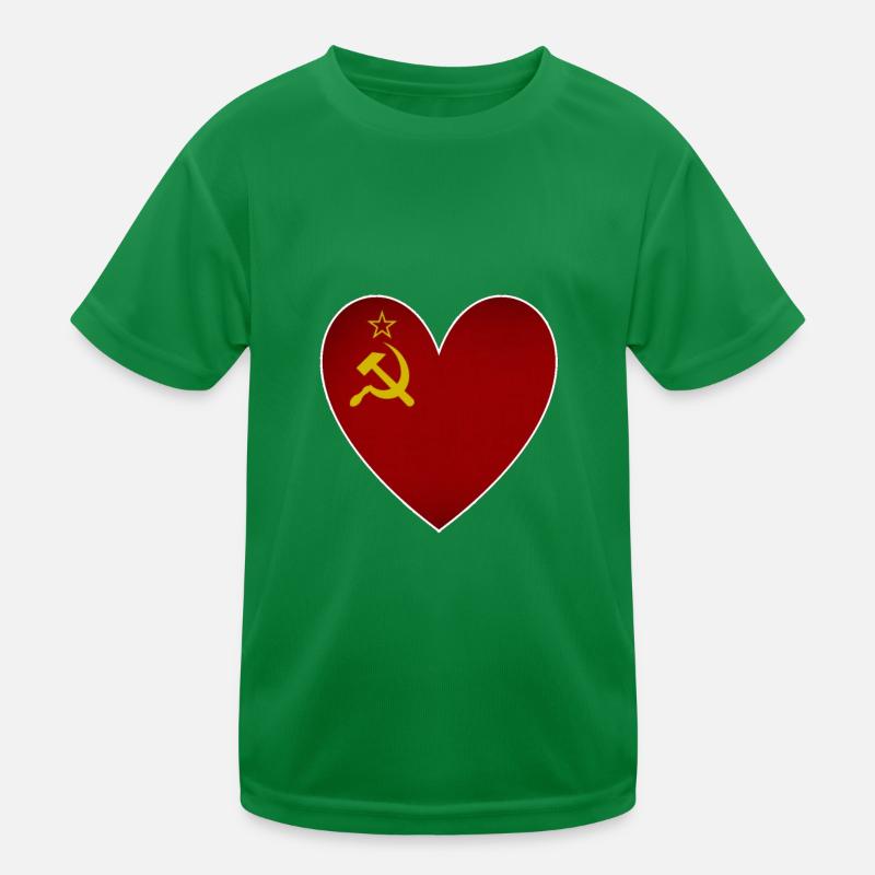 Soviet Union Flag Heart Russia Kids Functional T-Shirt