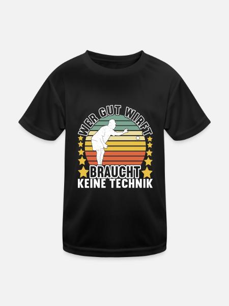 Boule Petanque - Kinder Funktions-T-Shirt - Schwarz - Vorne