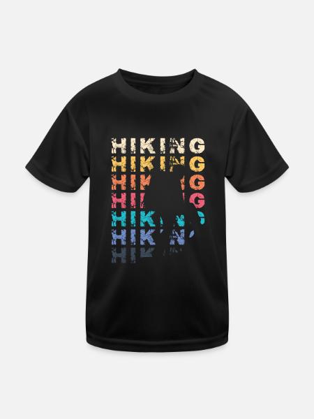 Wandern Wanderer Camper Natur Outdoor Wandern Lieb - Kinder Funktions-T-Shirt - Schwarz - Vorne