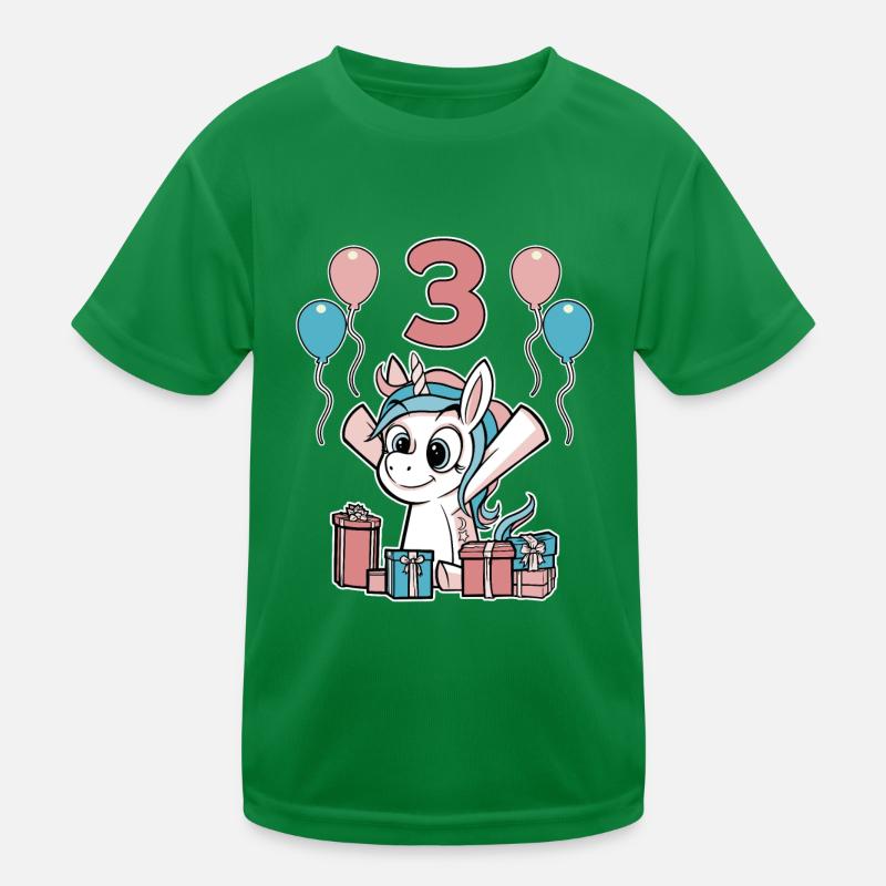3 Jahre Einhorn Kindergeburtstag Mädchen Geschenk Kinder Funktions-T-Shirt