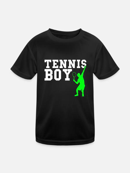 Tennis boy - Kinder Funktions-T-Shirt - Schwarz - Vorne