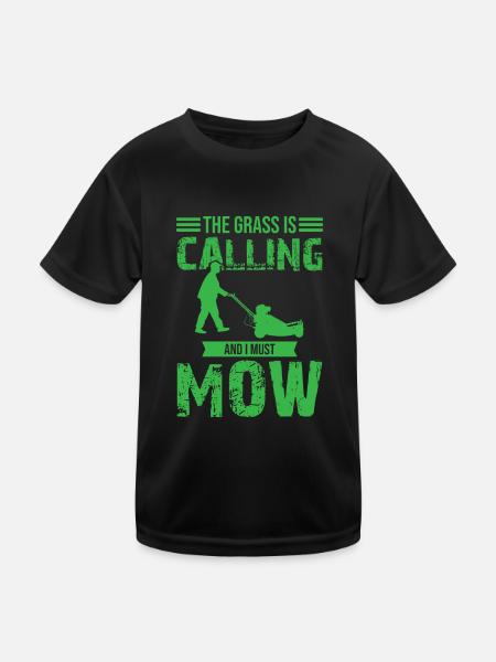 The Grass Is Calling And I Must Mow - Gardener - Kids Functional T-Shirt - black - Front