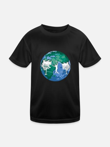 Slackline, Balance Sport - Kinder Funktions-T-Shirt - Schwarz - Vorne