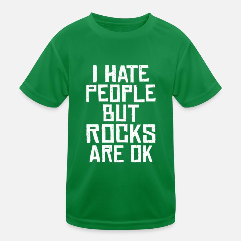 I hate people but rocks are ok Black humor Kids Functional T-Shirt