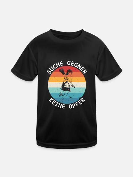 Suche Gegner Keine Opfer Lacrosse Lacrossespieler - Kinder Funktions-T-Shirt - Schwarz - Vorne