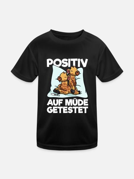 Giraffe Positiv Auf Müde Getestet Schlafshirt - Kinder Funktions-T-Shirt - Schwarz - Vorne