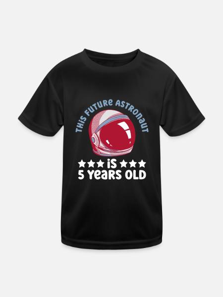 This future astronaut is 5 years old - Kids Functional T-Shirt - black - Front