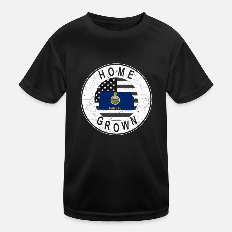 Land Map America US Flag Home Grown Kansas Kids Functional T-Shirt
