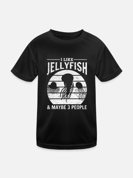 J'aime les méduses et peut-être 3 personnes méduses - T-shirt sport Enfant - noir - Devant