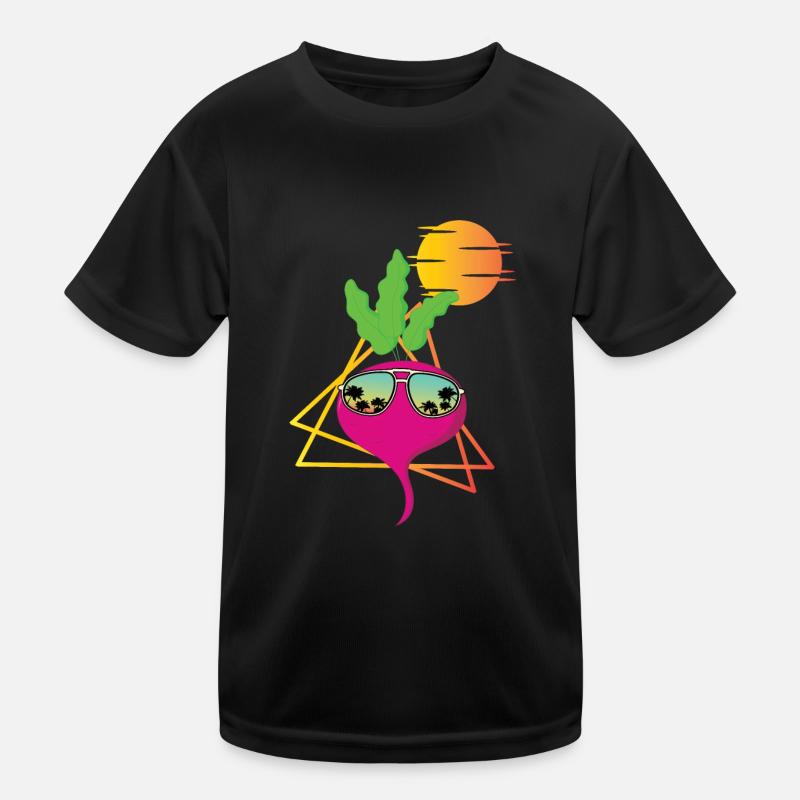Retro Radieschen - Kinder Funktions-T-Shirt - Schwarz