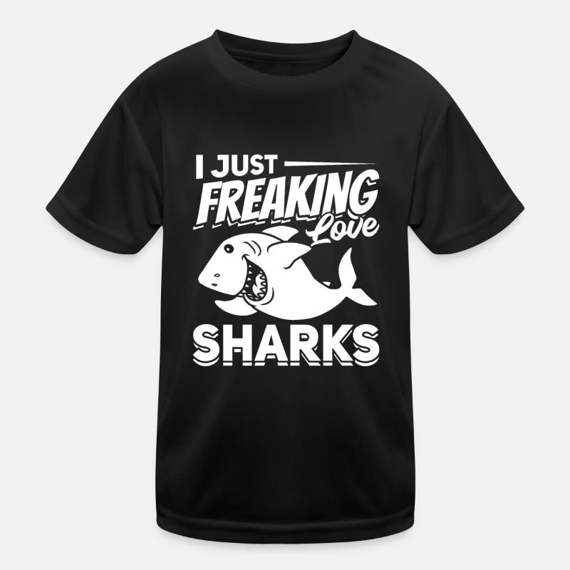 Great White Shark Fish Ich liebe Haie einfach Kinder Funktions-T-Shirt