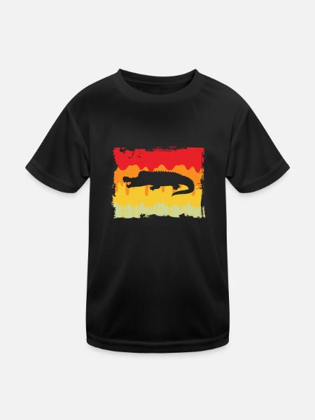 Krokodil Retro - Kinder Funktions-T-Shirt - Schwarz - Vorne