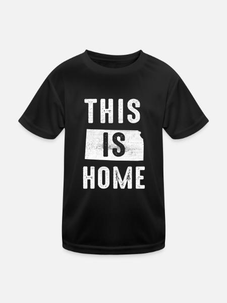 Map America US State Flag This Home Kansas - Kids Functional T-Shirt - black - Front