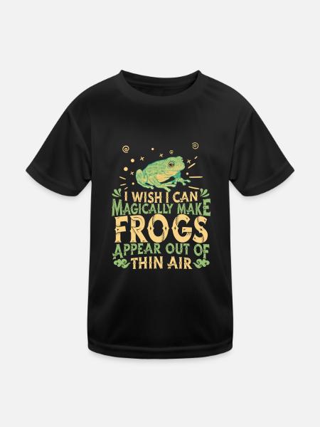 Frosch Frösche Amphibie - Kinder Funktions-T-Shirt - Schwarz - Vorne