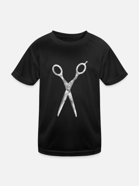Hair Dresser Scissor Cutting Hair - Kids Functional T-Shirt - black - Front