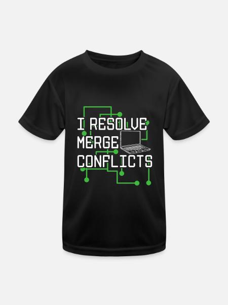 I Resolve Merge Conflicts Coder Software Developer - Kinder Funktions-T-Shirt - Schwarz - Vorne