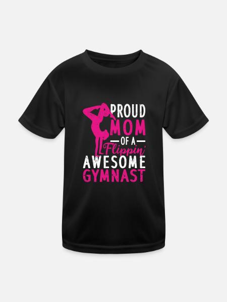 Stolze Mutter eines verrückten Turners Lustige Gym - Kinder Funktions-T-Shirt - Schwarz - Vorne