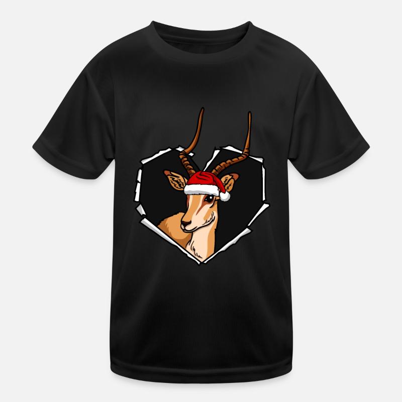Cracked antelope with Christmas cap hole Kids Functional T-Shirt