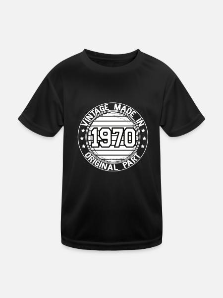 Vintage Fabriqué en 1970 Pièce originale Anniversaire 1970 - T-shirt sport Enfant - noir - Devant