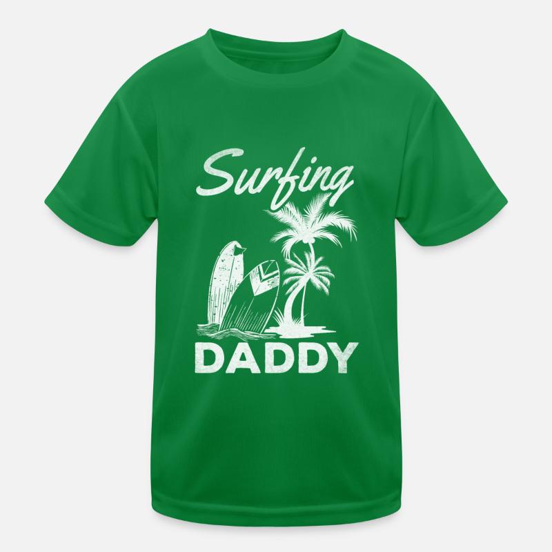 Surfbrett Surfen Daddy Wave Surfer Papa Surfen Kinder Funktions-T-Shirt