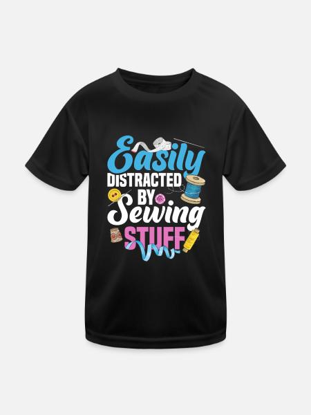 Buttons For Sewing Machine Needle Quilting Yarn Th - Kinder Funktions-T-Shirt - Schwarz - Vorne