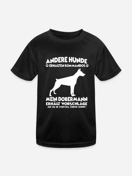 Witziges Dobermann Hundetraining Hundehalter - Kinder Funktions-T-Shirt - Schwarz - Vorne