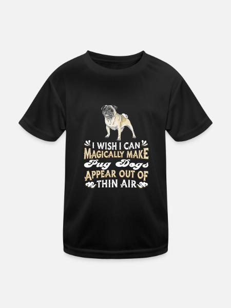 Mops Hund - Kinder Funktions-T-Shirt - Schwarz - Vorne