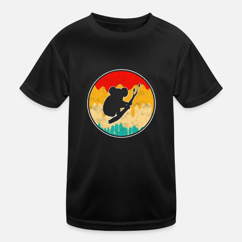 Koala Retro - Kinder Funktions-T-Shirt - Schwarz