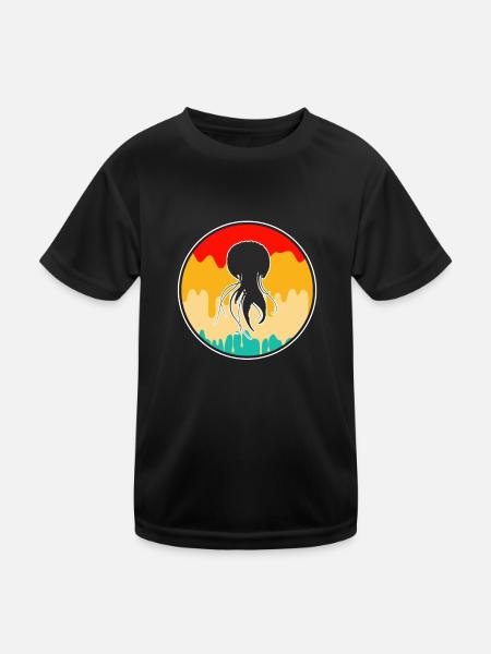 Jellyfish Retro - Kids Functional T-Shirt - black - Front