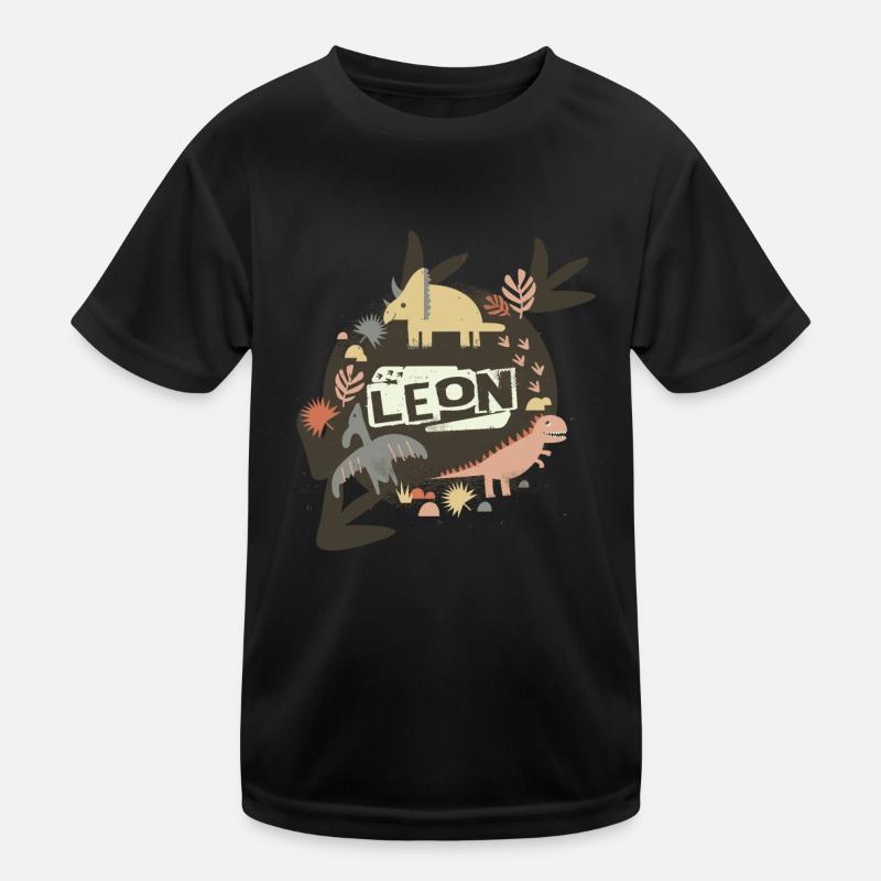 LEON - Beautiful boy name with cute dinosaurs Kids Functional T-Shirt
