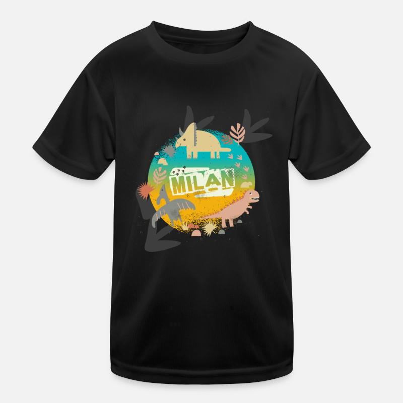 MILAN - Beau nom de garçon avec de mignons dinosaures T-shirt sport Enfant