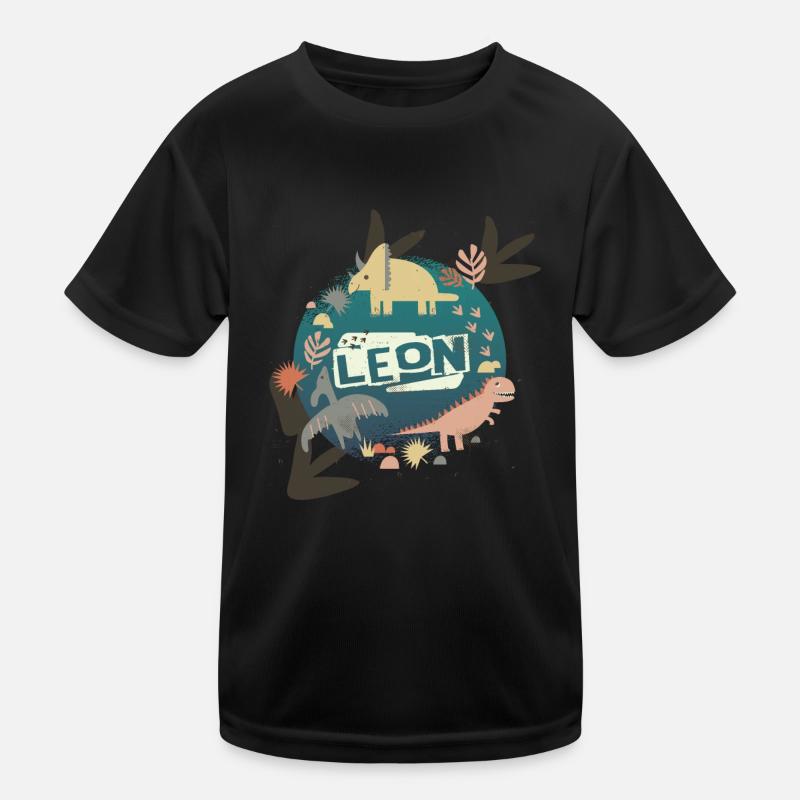 LEON - Beautiful boy name with cute dinosaurs Kids Functional T-Shirt