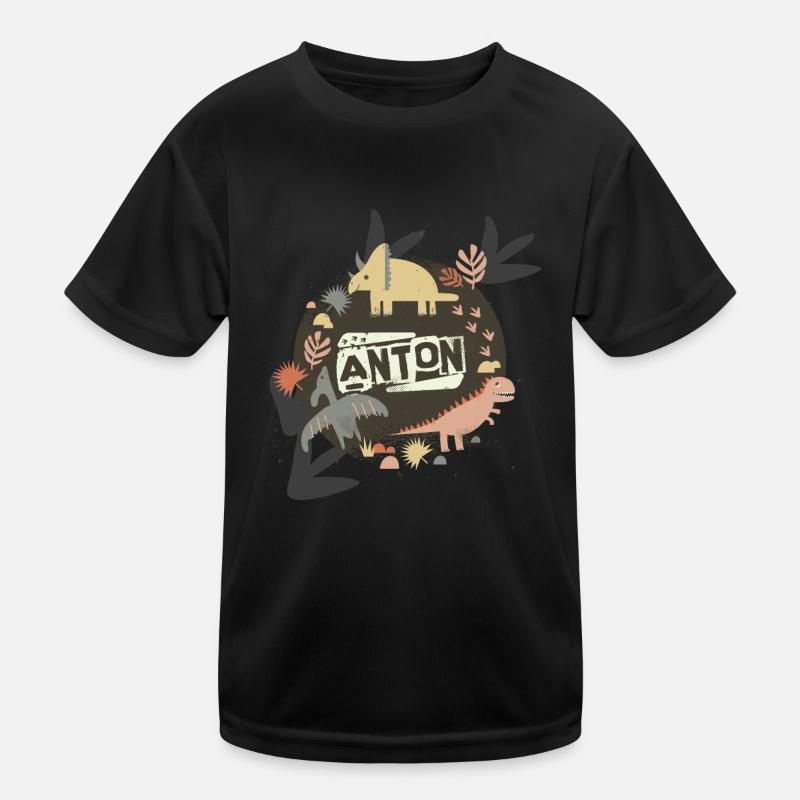 ANTON - Beau nom de garçon avec de mignons dinosaures T-shirt sport Enfant