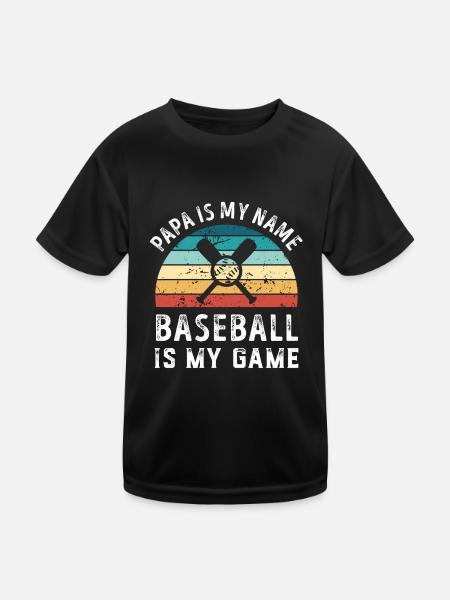 Papa est mon nom Le baseball est mon jeu Papa Pères - T-shirt sport Enfant - noir - Devant
