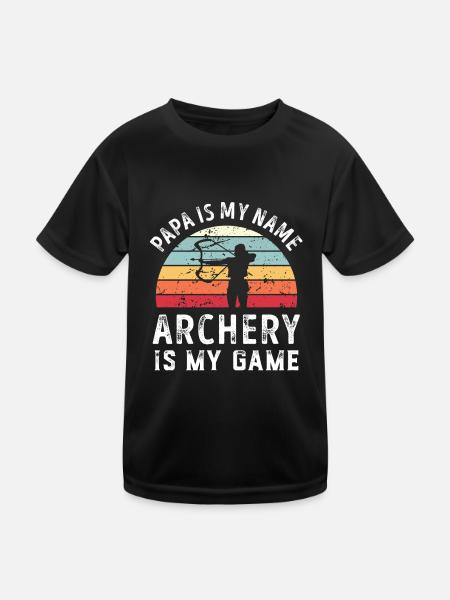 Papa is my Name Archery is my Game Dad Fathers - Kids Functional T-Shirt - black - Front