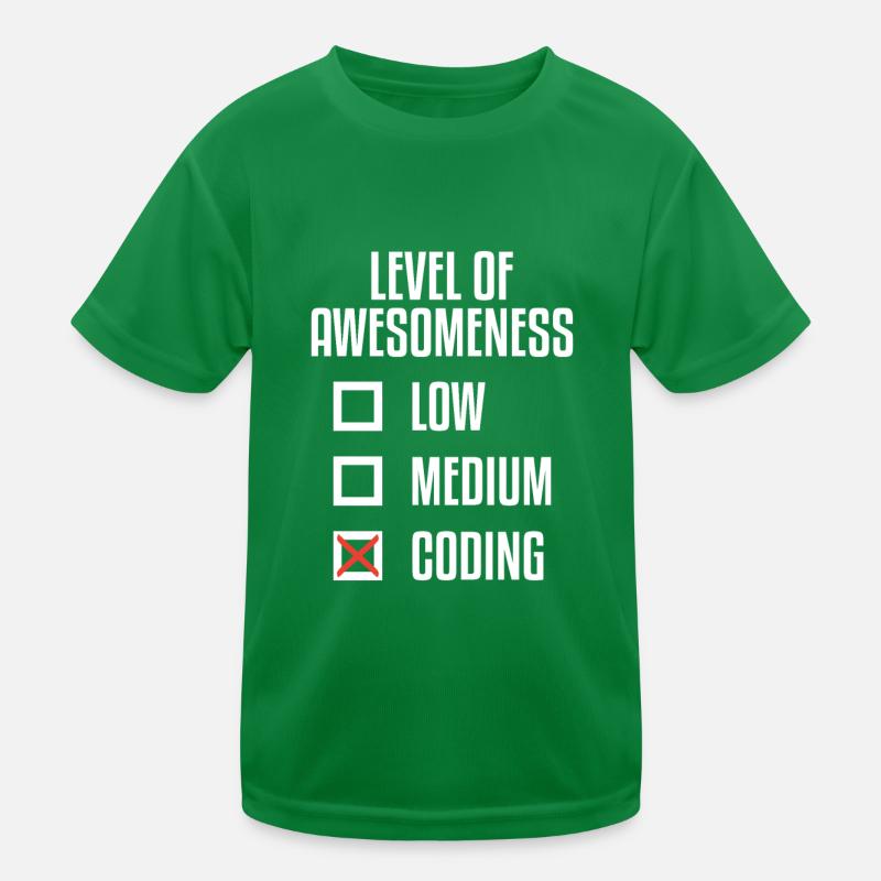 Level Of Awesomeness Low Medium Coding Programming Kinder Funktions-T-Shirt