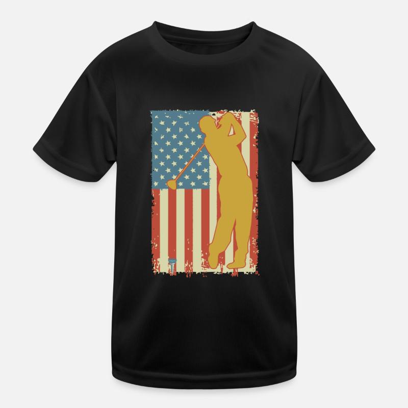 Golfing American Flag Kinder Funktions-T-Shirt