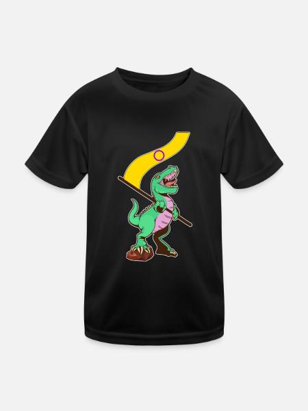 LGBTQ-Flagge - Dinosaurier Intersexuell - Kinder Funktions-T-Shirt - Schwarz - Vorne