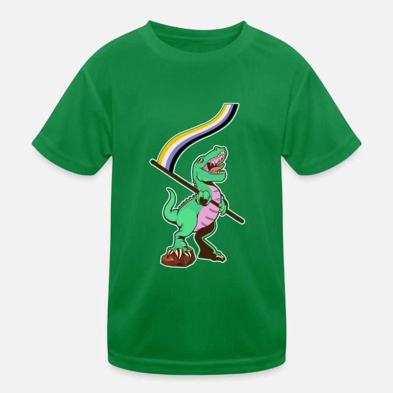 LGBTQ Flag - Dinosaur Non-Binary Kids Functional T-Shirt