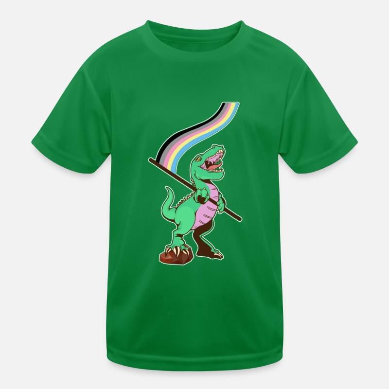 LGBTQ Flag - Dinosaur Polygender Kids Functional T-Shirt