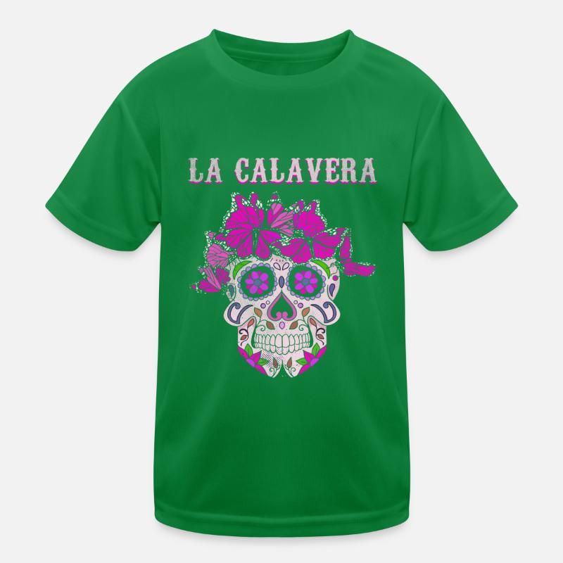 Bone Butterfly Sugar Skull Muertos Jour Halloween T-shirt sport Enfant