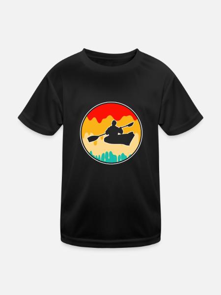 Retro Canoe - Kids Functional T-Shirt - black - Front