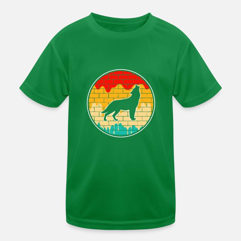 Wolf Retro Kinder Funktions-T-Shirt