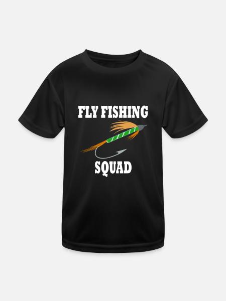 Fliegenfischen Squad Hobby Fischer Forellenangler - Kinder Funktions-T-Shirt - Schwarz - Vorne