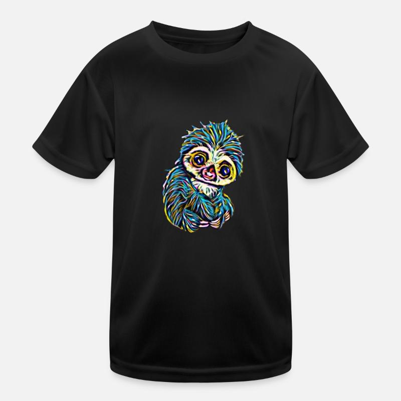 Faultier - Kinder Funktions-T-Shirt - Schwarz