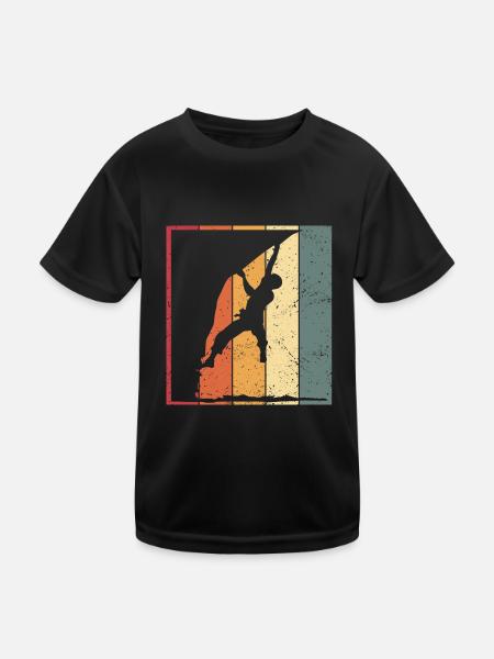 Vintage Bergsteiger Klettern Kletterer Bouldern - Kinder Funktions-T-Shirt - Schwarz - Vorne