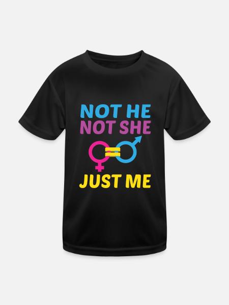 Not He Not She Just Me Lesbian Proud Rainbow Queer - Kinder Funktions-T-Shirt - Schwarz - Vorne