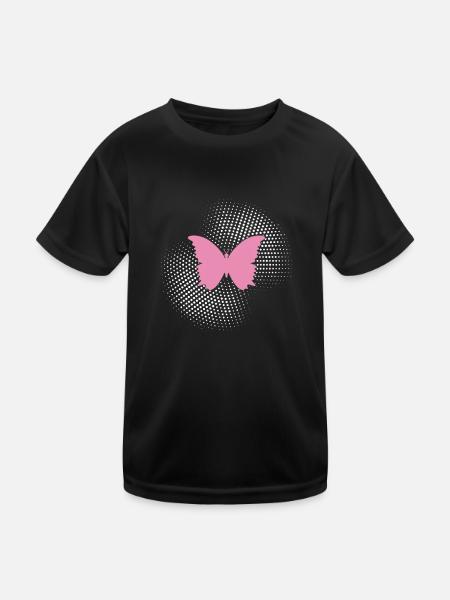 Schmetterling - Kinder Funktions-T-Shirt - Schwarz - Vorne